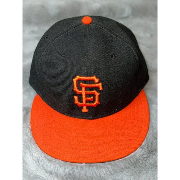 San Francisco Giants MLB Baseball Hat Cap Fitted 7 3/8 New Era Black Orange - Picture 1 of 7